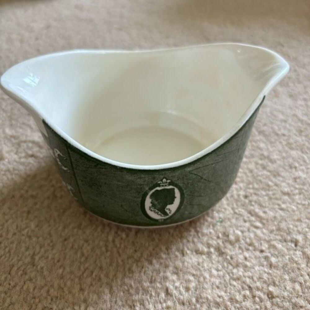 Royal China Colonial Homestead 1950’s Green & White Gravy Boat